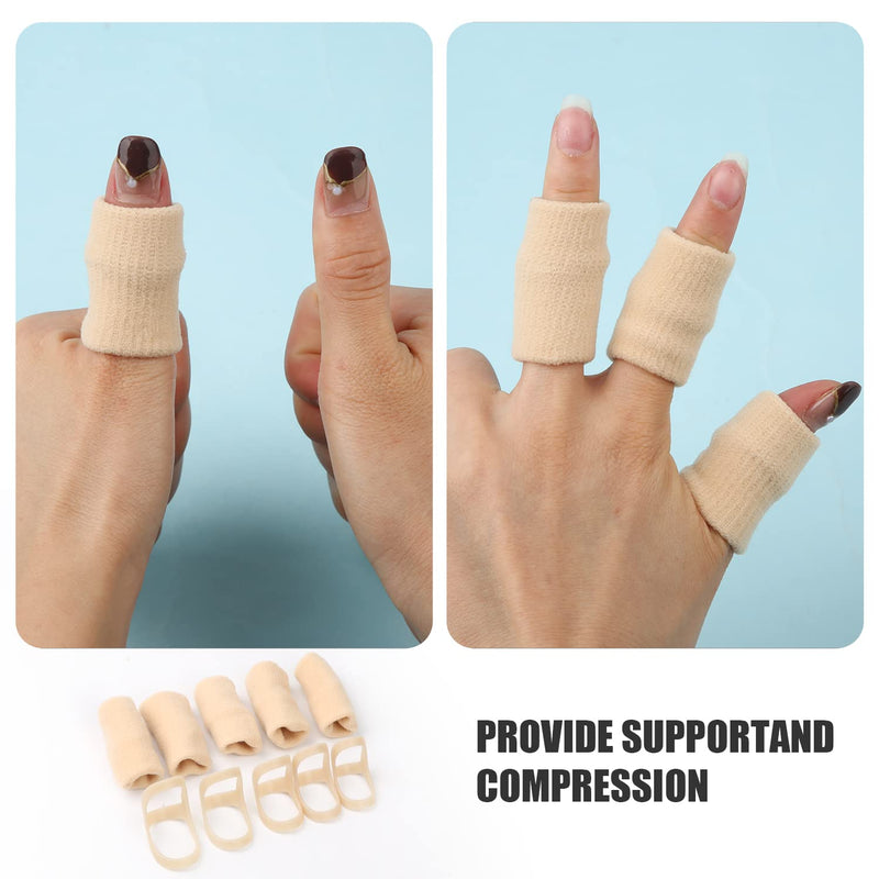 10pcs Oval Finger Splint, 5 Sizes Finger Splint Ring Oval Finger Splint Support 5 Oval Finger Splints & 5 Finger Compression Sleeves For Thumb Middle Pinky Ring Finger Index (Complexion) - NewNest Australia
