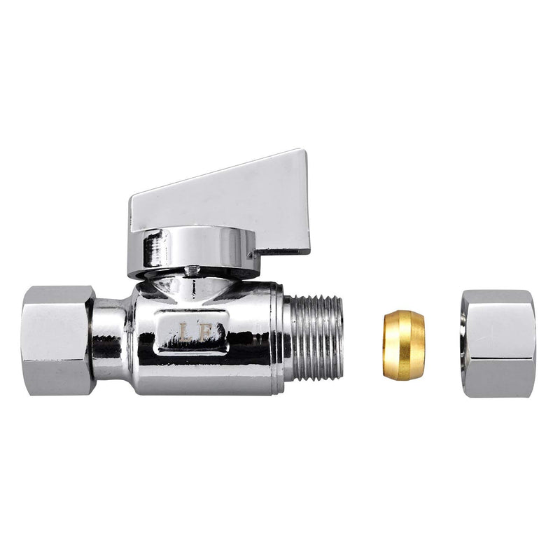 Minimprover 2 Pack Lead Free Chrome Brass 3/8" Comp FIP x 3/8 Inch Compression MIP Quarter Turn Water Straight Angle Stop (Add on) Valve 2PCS 3/8" x 3/8" - NewNest Australia