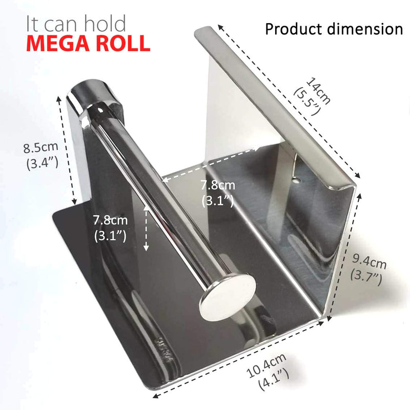 Toilet Paper Holder - Toilet Paper Roll Holder with Shelf, Adhesive No Drilling or Wall Mounted with Screws for Bathroom, It Holds Mega Roll- Stainless Steel Polished Chrome Silver - NewNest Australia