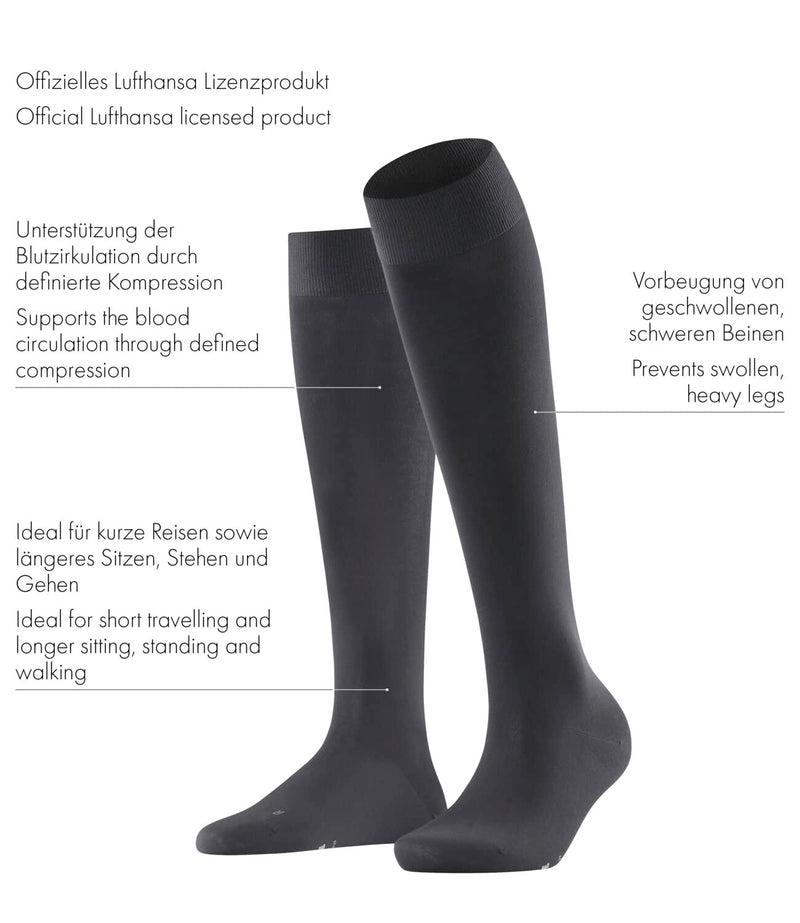 Falke Lufthansa Travel & Comfort Women'S Vitalizer Knee Socks Reinforced Women'S Knee Socks Compression Skin-Friendly Durable Travel Long Sitting Breathable Cotton 1 Pair - NewNest Australia