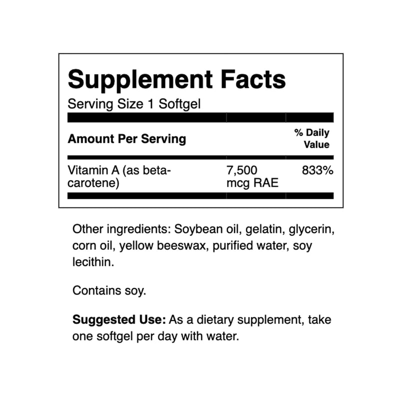 Swanson Beta-Carotene Vitamin A 25000 IU Skin Eye Immune System Health Antioxidant Support 7500 mcg 300 Softgels Count 1 - NewNest Australia