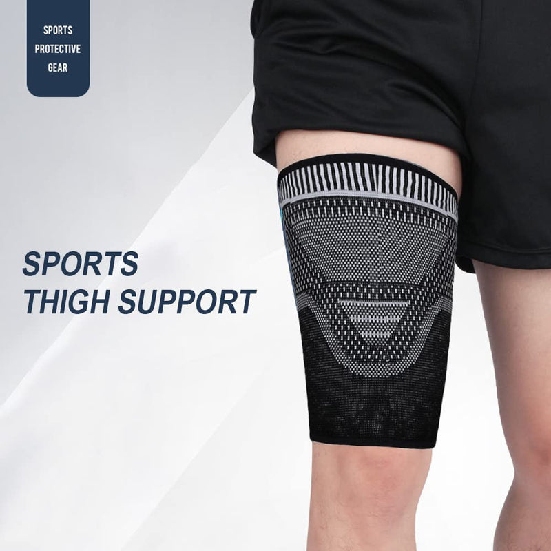 Tofbs Pack Of 2 Thigh Brace For Men & Women, Breathable, Non-Slip Compression Thigh Bandage For Sports, Knee Tendon, Quadricep Injuries, Muscle Fiber Tear (Xl, Black) - NewNest Australia