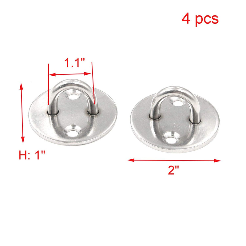 NewNest Australia - Geesatis Hook Hardware 4 PCS Suspension Wall Anchor Ceiling Hook Round Ring Eye Plates Hook Wall Plate Hook, with Mounting Screws, Stainless Steel, Silver, Dia 2 Inch 