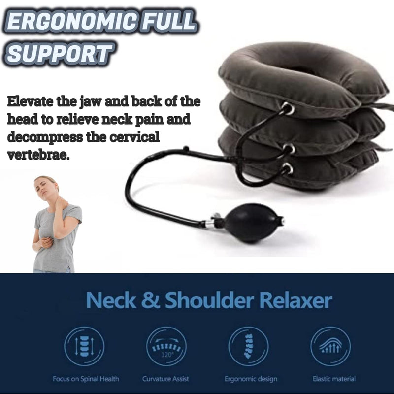Spinegear Inflatable Neck traction for Home use medically approved 3 layers Air Cervical brace device Spine Shoulder Support for Neck Pain Pinched Nerves & Muscle Strain Collar Stretcher (One Size) - NewNest Australia