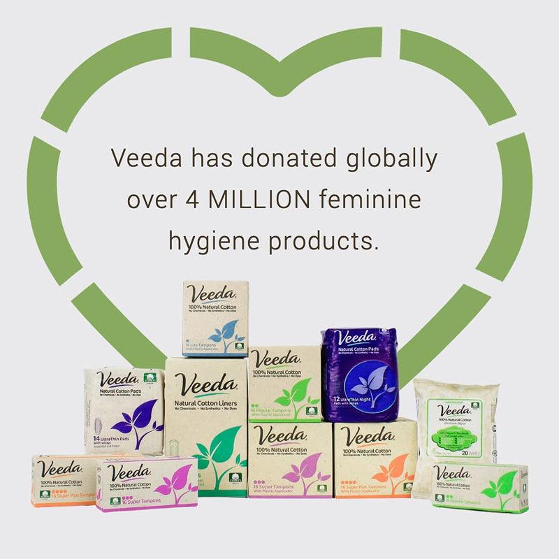 Veeda Ultra-Thin Absorbent Overnight Towels with 100% Natural Cotton Top Sheet are Always Chlorine and Fragrance Free, Hypoallergenic, Natural Cotton Sanitary Napkins, 12 Count - NewNest Australia