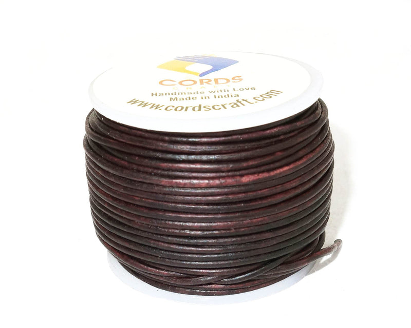 cords craft Round Leather Cord for Round Bracelet, Necklaces Plain Genuine Leather Cord 1.0MM Dark Brown Distress - NewNest Australia