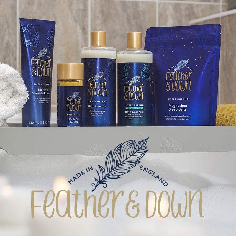 Feather & Down Sweet Dreams Breath Well Bath Essence (500ml) - Blended with Eucalyptus, Peppermint & Tea Tree Essential Oils to Prepare You for a restful Night's Sleep. Vegan Friendly & Cruelty Free. - NewNest Australia