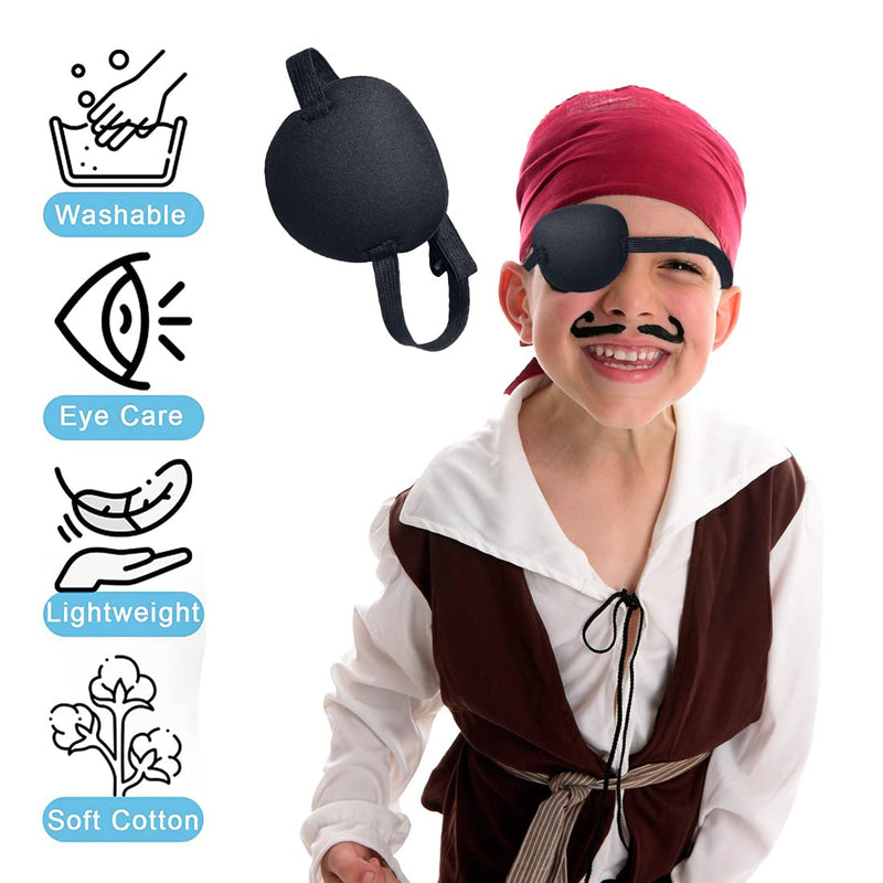 Eye Patch, Elastic Single Eye Mask, Pack Of 3, Pirate Eye Patch, Adjustable Eye Patches With Buckle, Suitable For Adults, Children, Amblyopia And Prom Pirate Costume - NewNest Australia