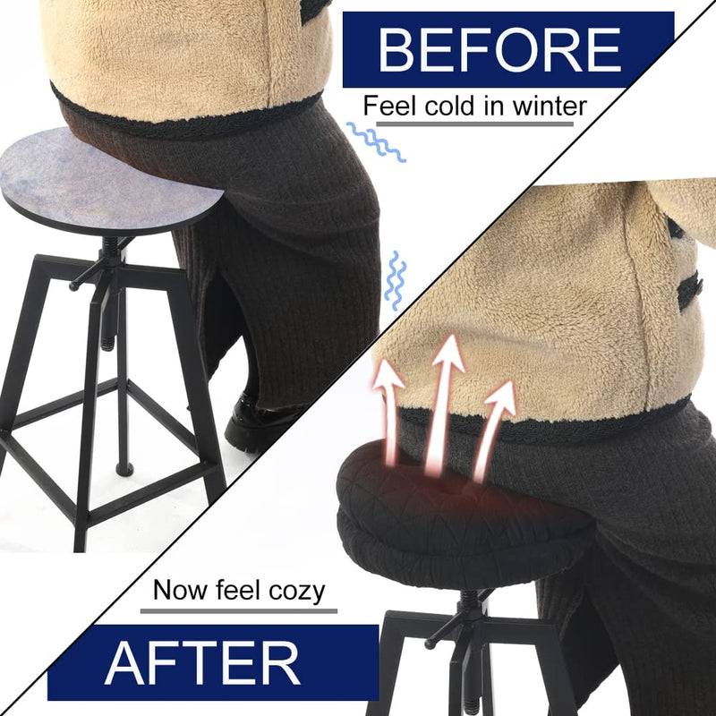 BUYUE Extra Thick Bar Stool Cushion, Dia.12 Luxury Triangular Jacquard with Anti-Skid Silicone Round Seat Cushion Padded (Black, S,1 Count) Round Dia.12" Black - NewNest Australia
