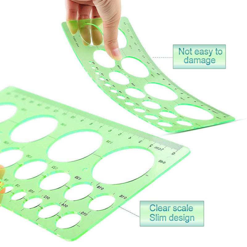 Geometric Drawings Templates Measuring Geometry Rulers 15 Pcs with 1 Pack File Bag for Design School Studying Office Building - NewNest Australia