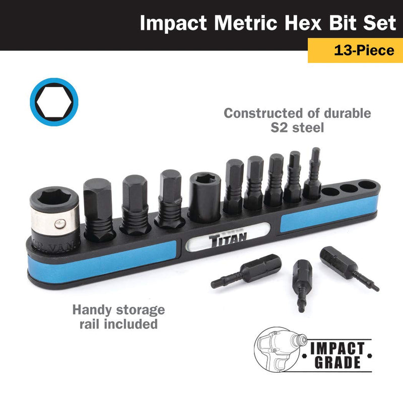 Titan 16038 13-Piece Metric Impact Grade Hex Bit Set - NewNest Australia