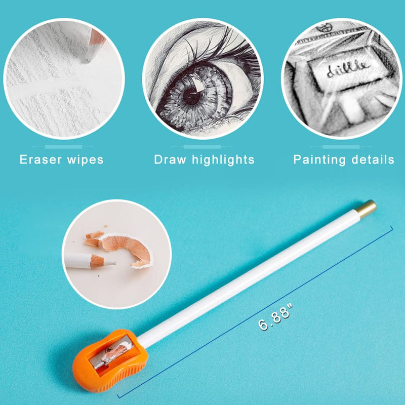Eraser Pencils Set for Artists, Wooden Sketch Eraser Pen for Charcoal Drawings, Professional Highlight Painting Eraser for Sketching, Revise Erasing Details for Students Limner - NewNest Australia
