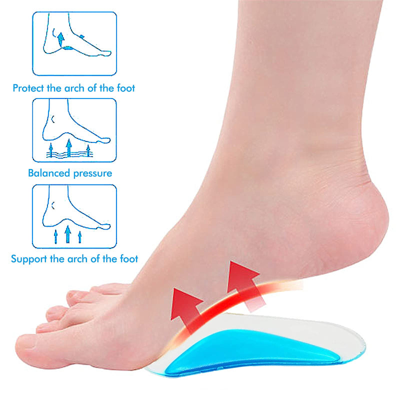 BOFUS 4 Pairs Gel Arch Insoles,Silicone Orthopedic Flat Feet Fallen Heel Spurs Orthotic Arch Support Insoles Plantar Fasciitis Shoe Arch Support Gel Heel Inserts Cushion Pads Cups for Women Men,Blue - NewNest Australia