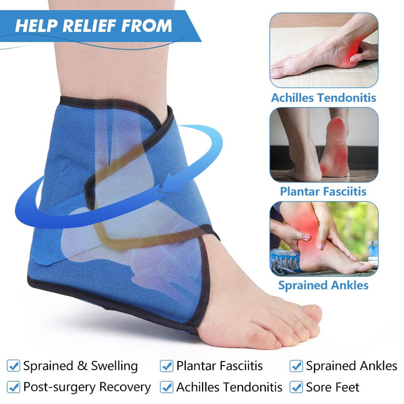 Hilph Ankle Ice Pack Wrap for Injuries, Reusable Ankle Ice Pack Hot Cold Therapy Gel Foot Ice Pack for Ankle Pain Relief, Plantar Fasciitis, Achilles Tendonitis, Edema, Heel Spur Blue - NewNest Australia