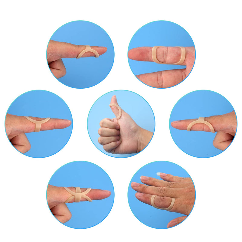 10pcs Oval Finger Splint, 5 Sizes Finger Splint Ring Oval Finger Splint Support 5 Oval Finger Splints & 5 Finger Compression Sleeves For Thumb Middle Pinky Ring Finger Index (Complexion) - NewNest Australia