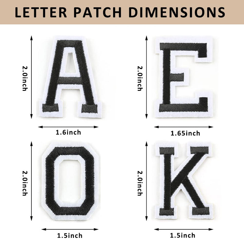 108 Pcs Iron on Letter Patches, Sew on Alphabet Appliques with Embroidered Patch, Decorate Repair Patches for Shirts Hats Bags Jeans Jackets Black A-Z Letter 108pcs - NewNest Australia