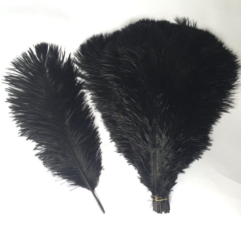 Shekyeon 12-14inch(30-35cm) Ostrich Feathers Plumes for Wedding Centerpieces Pack of 10 (Black) Black - NewNest Australia