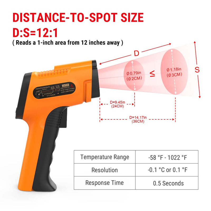 ThermoPro TP30 Digital Infrared Thermometer Gun Non Contact Laser Temperature Gun -58°F ~1022°F (-50°C ~ 550°C) with Adjustable Emissivity & Max Measure (NOT for Human Body Temperature) Classical Version 1 Laser - NewNest Australia