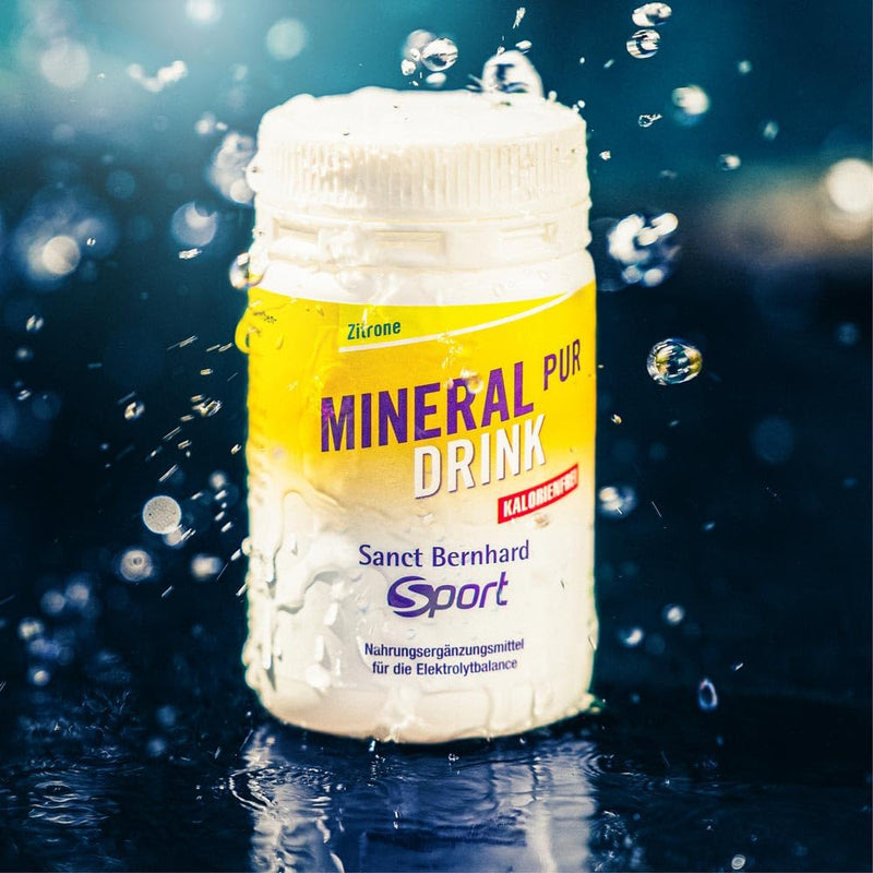 Sanct Bernhard Sport Mineral-Pur-Drink Lemon | 100g powder | for electrolyte balance | calorie-free, lactose-free, gluten-free | Mineral drink | German production & laboratory tested - NewNest Australia