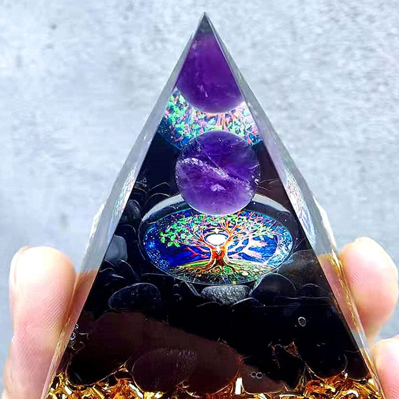 ycyingcheng Pyramid Ogan Crystal Energy Tower Nature Reiki Chakra Crushed Stone, Crystal Orgone Pyramid Crystal Pyramid Stone of Courage Healing Throat Chakra Stress Relaxation F - NewNest Australia