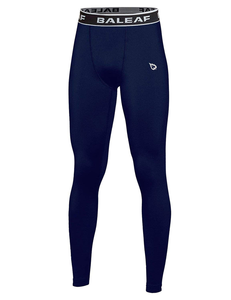 BALEAF Youth Boys'/Girls' Compression Pants Base Layer Yoga Leggings Sports Tights Running Workout Training X-Small Navy - NewNest Australia