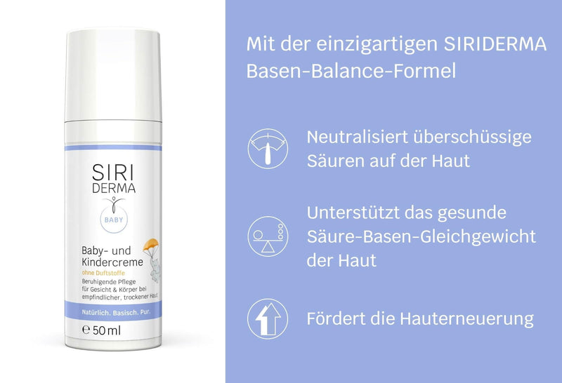 SIRIDERMA Basic baby and children's cream | Fragrance free | Skin care for sensitive, dry and flaky skin | Also for baby acne (150ml) 150ml - NewNest Australia