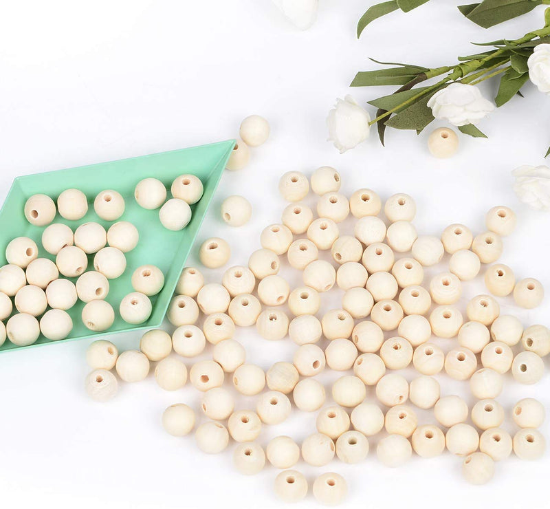 400pcs 16mm Wood Beads Natural Unfinished Round Wooden Loose Beads Wood Spacer Beads for Craft Making Decorations and DIY Crafts - NewNest Australia