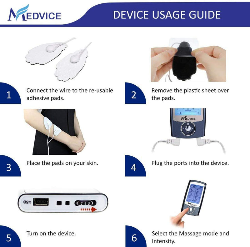 MEDVICE Rechargeable Tens Unit Muscle Stimulator, 2nd Gen 16 Modes & 8 Upgraded Pads for Natural Pain Relief & Management, FDA Cleared Electric Pulse Impulse Mini Massager Machine - NewNest Australia