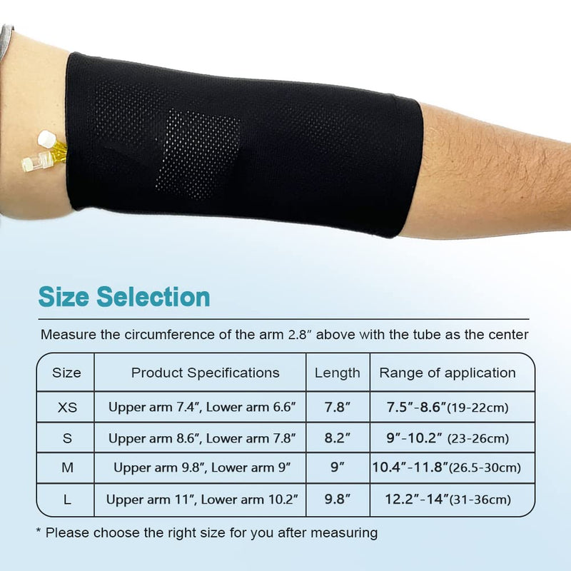 Arm PICC Line Sleeve Protector Elbow Breathable Plaster Cover Accessories for Arm Circumference (XS, Black) XS - NewNest Australia