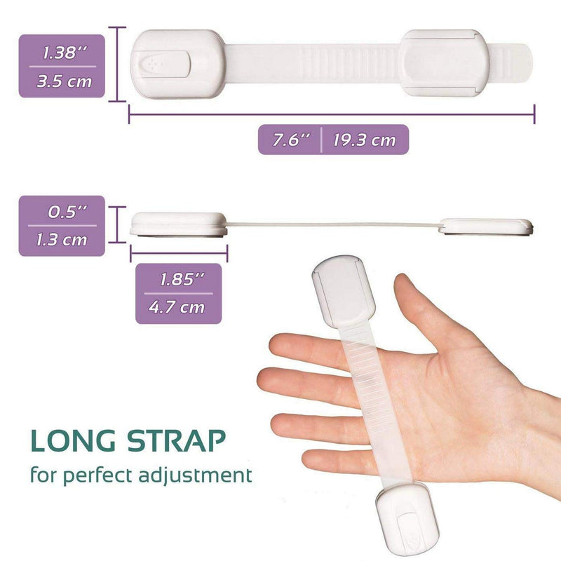 Baby Proofing Safety Cabinet Locks - Child Proof Latches for Drawer Cupboard Dresser Doors Closet Oven Refrigerator - Adjustable Childproof Straps by Oxlay - White - 6 Pack - NewNest Australia