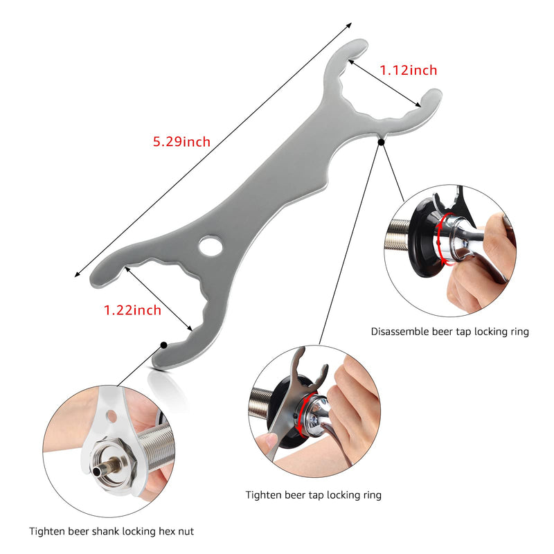 Dbgogo 3'' Draft Beer Faucet Shank Self-Closing Spring Assembly, Brewing No Leak Stainless Steel Core Kegerator Tap Through-Wall Beer Shank Dispenser Kit with 3-in-1 Kegging Tap Wrench Hose Clamp Silver 3'' - NewNest Australia