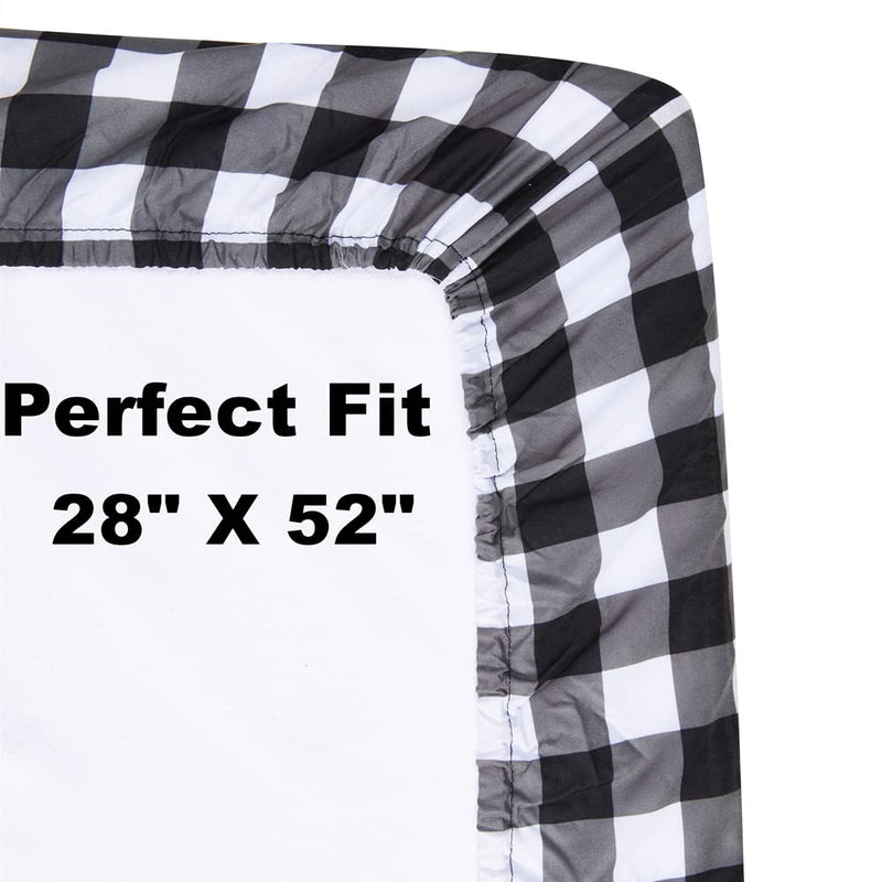 4 Pack Buffalo Check Plaid Neutral Unisex Fitted Baby Crib Sheets Set for Baby Boys or Girls (Black) Black - NewNest Australia