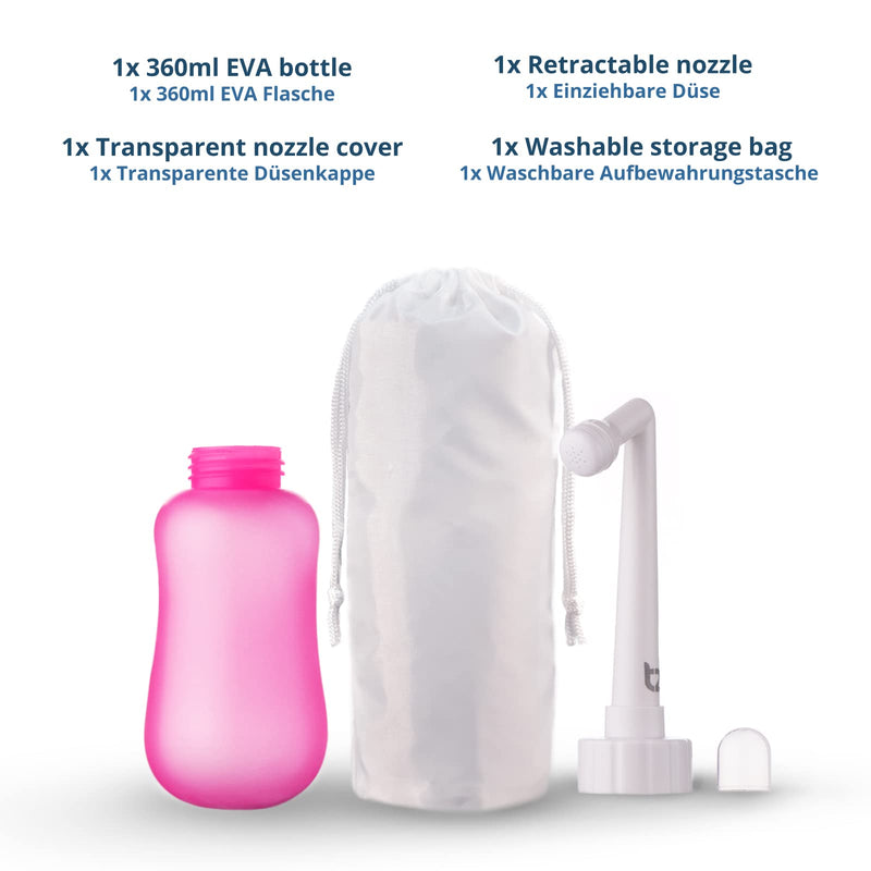 T2 Perineal Bottle - Portable Bidet for Postpartum Care, Perineal Pain Relief - 360ml Squeeze Bottle with 60° Nozzle & Washable Storage Bag - Hospital Bag Maternity Essential, Gift for Mum to Be - NewNest Australia