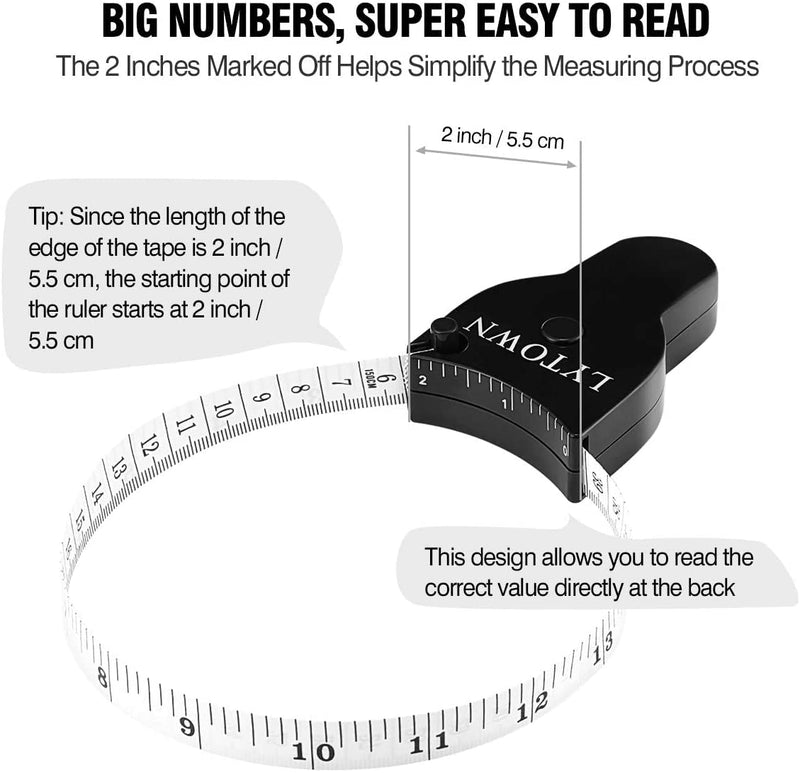 Body Measuring Tape, 4PCS Measuring Tape for Body, Lock Pin and Push-Button, Portable Retracable Body Measuring Ruler for Fitness, Weight Loss, Tailor, Sewing, Handcrafts, Home and More（60in/150cm） BLACK+BLUE - NewNest Australia