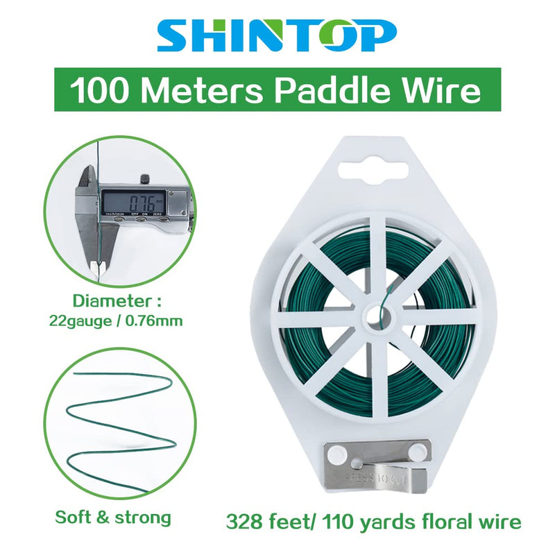 Floral Wire for Wreath Making with Built-in Cutter, 22 Gauge 110 Yards Flexible Green Metal Wire Paddle Wire for DIY Crafts, Wreaths Tree, Garland and Flower Arrangements, Garden Plant Support - NewNest Australia