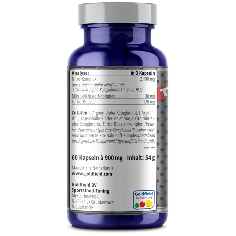 Goldfield Nitro Booster - 60 Capsules Nutrient Booster | Improves The Availability And Effects Of Many Nutrients - With L-Arginine Alpha Ketoglutarate, L-Arginine Hcl - NewNest Australia