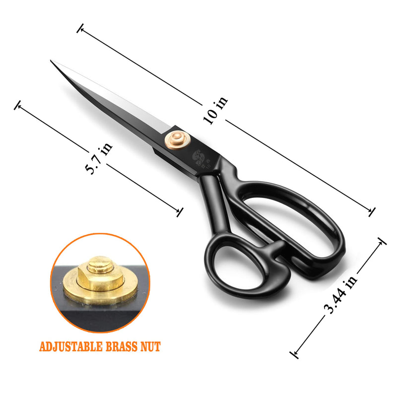Fabric Scissors 10 Inch Sewing Dressmaking Scissors Professional Sharp For Tailoring Leather Paper Raw Materials - Strength High Carbon Steel Tailor Shears (Right-Handed) - NewNest Australia