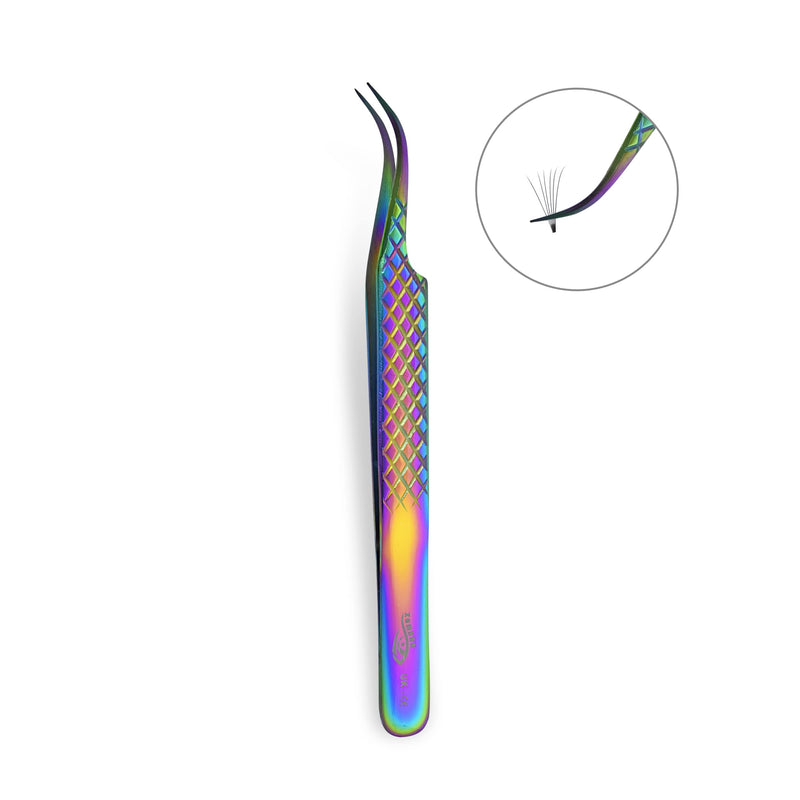 ZAMAHA UK Lash Eyelash Extension Tweezers Set of 5, Japanese Stainless Steel Tools Straight Curved 45 90 Degree Angled Tip, Volume Tweezers Precision (Rainbow Multi) - NewNest Australia
