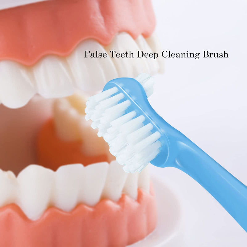 4pcs Denture Cleaning Brush with Multi-Layer Bristles and Ergonomic Rubber Handle, Portable Denture Brush, Double-Sided Brush for Cleaning Artificial Teeth (4c) 4 Colors - NewNest Australia