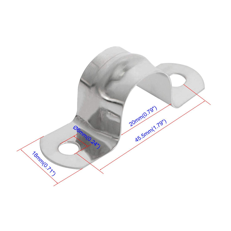 Aopin 20mm Rigid Pipe Strap Clamp 2 Holes Strap U Bracket Tube Strap Tension Clips 201 Stainless Steel, for Pipe Fixing, Silver, 10Pcs - NewNest Australia