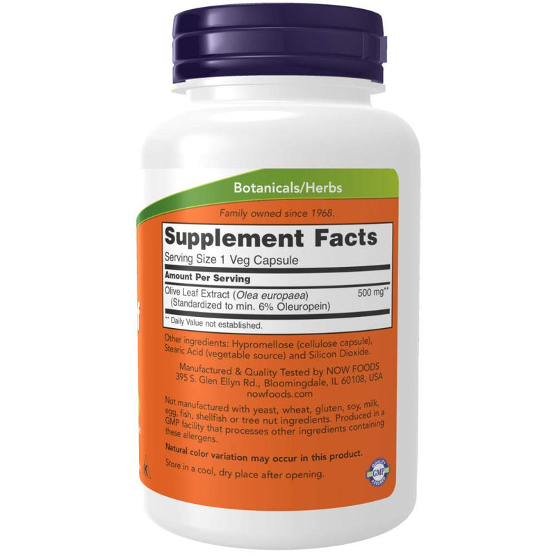 Now Foods Olive Leaf Extract 500mg Standardized to 6% Oleuropein, 120 Vcaps (2 Pack) 120 Count (Pack of 2) - NewNest Australia