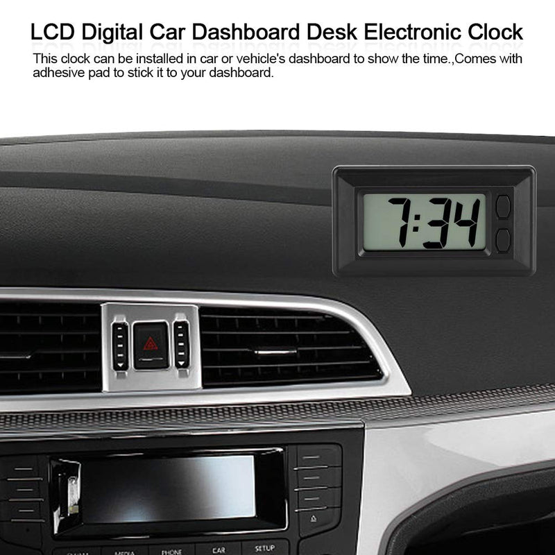 NewNest Australia - MAGT Digital Clock, Portable LCD Car Dashboard Desk Electronic Clock Date Time Calendar Display Dashboard with Adhesive Pad,Backlit Screen 