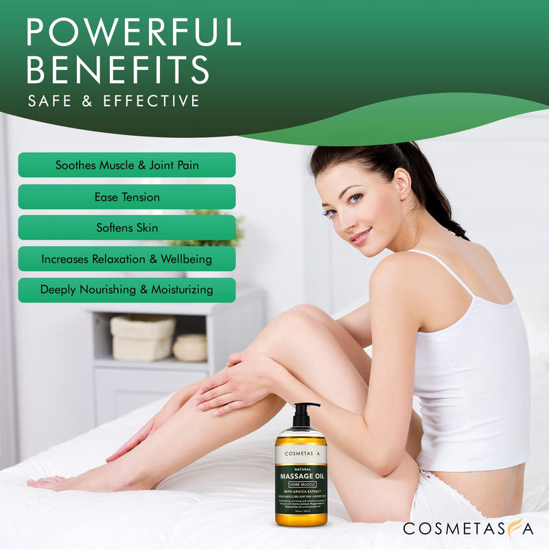 Cosmetasa Sore Muscle Massage Oil - 8.8 oz Soothes Muscle and Joint Pain with Arnica Extract, Peppermint, Chamomile, and Lavender Oil 8.8 Ounce (Pack of 1) - NewNest Australia