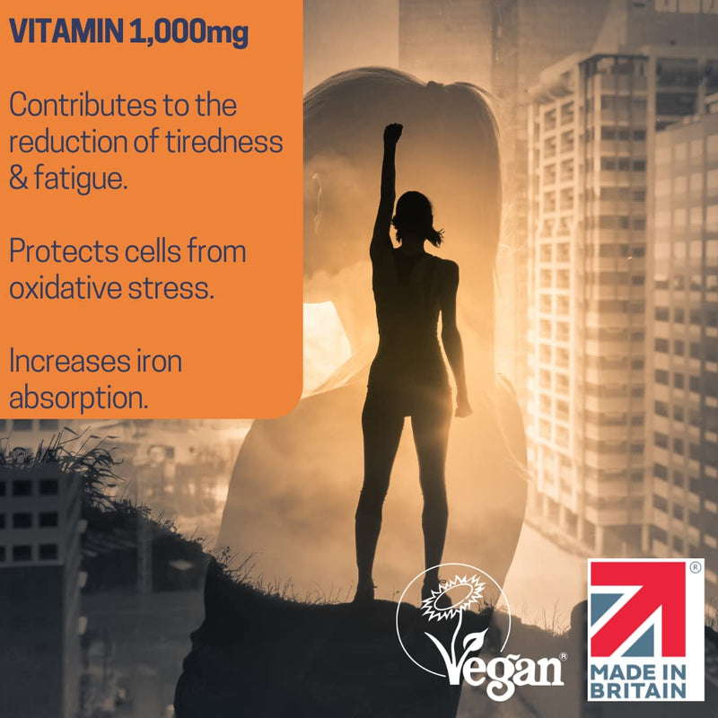 Vitamin C 1000mg - 180 Premium Vegan Tablets - 6 Month Supply - High Strength Ascorbic Acid - for Normal Immune System - Made in The UK by Northumbria Health - NewNest Australia