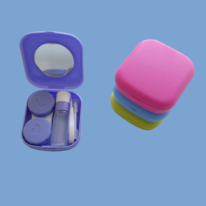 4 Pack Colorful Contact Lens Case Kit with Mirror Durable, Compact, Portable Soak Storage Kit - NewNest Australia