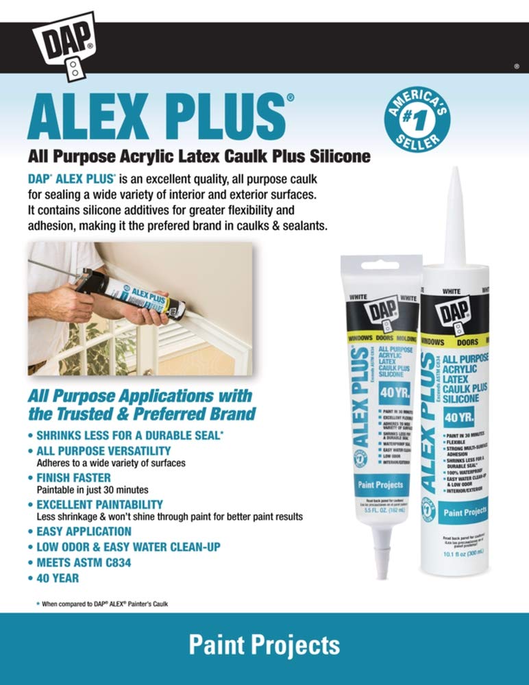 Dap 18128 Alex Plus Acrylic Latex Caulk Plus Silicone 5.5-Ounce - NewNest Australia