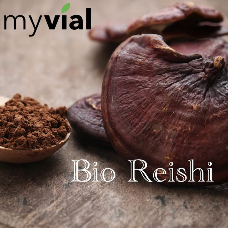Myvial Organic Reishi Capsules Pack Of 120 Vegan 60 Days Supply 400 Mg Per Capsule - Natural Reishi Mushroom 100% Vegetable Plastic-Free Packaging - Ganoderma Lucidum Shiny Lacquer Porling - NewNest Australia