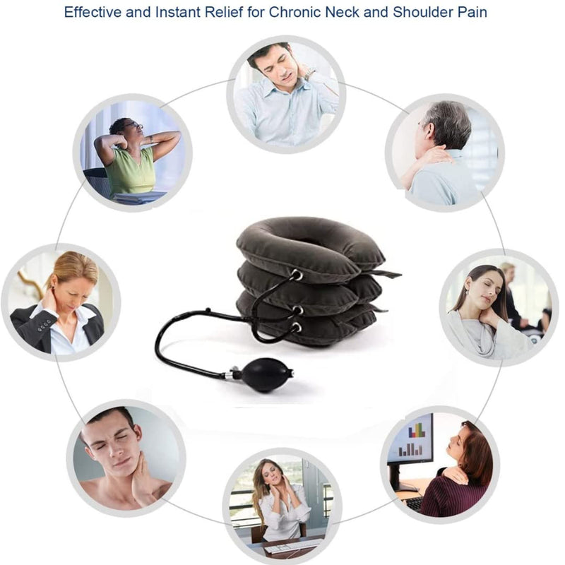 Spinegear Inflatable Neck traction for Home use medically approved 3 layers Air Cervical brace device Spine Shoulder Support for Neck Pain Pinched Nerves & Muscle Strain Collar Stretcher (One Size) - NewNest Australia