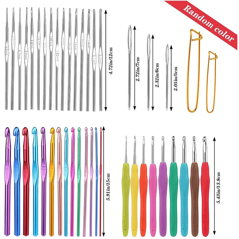 72 Pcs Crochet Hooks Set, Crochet Hooks Kit Plus Large Eye Blunt Needles Ergonomic Yarn Knitting Needles Marking Clips Tools Set with Crochet Needle Accessories - NewNest Australia