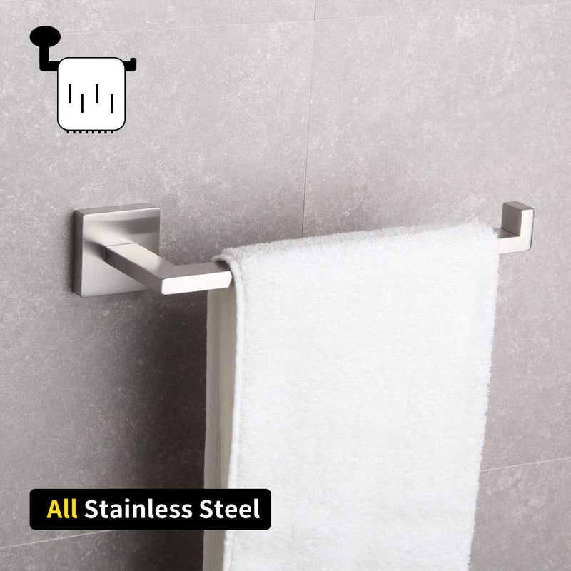 GERZWY Contemporary Stainless Steel Wall Mounted 3-Piece Bathroom Hardware Set - Towel Bar Toilet Paper Holder Robe Hook, Brushed Finish IG18567-3LS - NewNest Australia